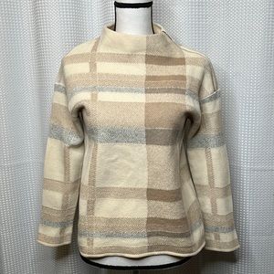 Lafayette 148 Sweater Mock Neck Wool Neutrals Neck Zipper Size Small